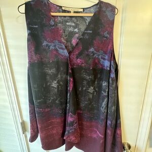 RACHEL Rachel Roy Red and Gray Asymmetrical Blouse